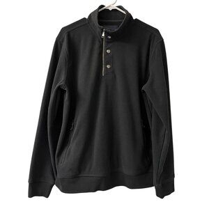 Banana Republic Men’s Quarter Zip Snap Pullover Black Fleece Top Size Large